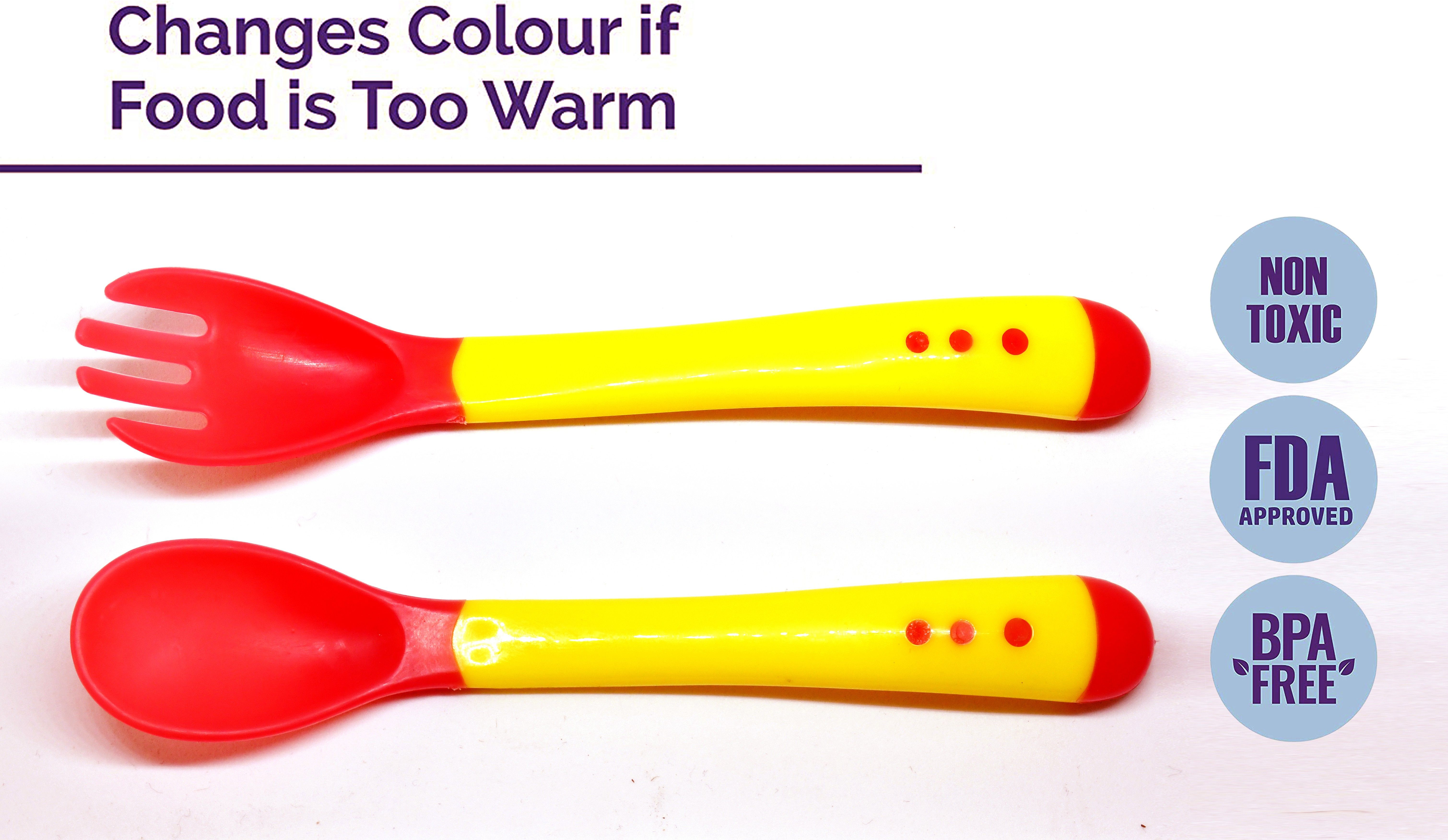 miss & chief by flipkart Silicone Tip Heat Sensitive Silicone Spoons | Temperature Sensing Spoons | Spoon & Fork Set (Yellow, Pack of 2)- Silicon-picture-22