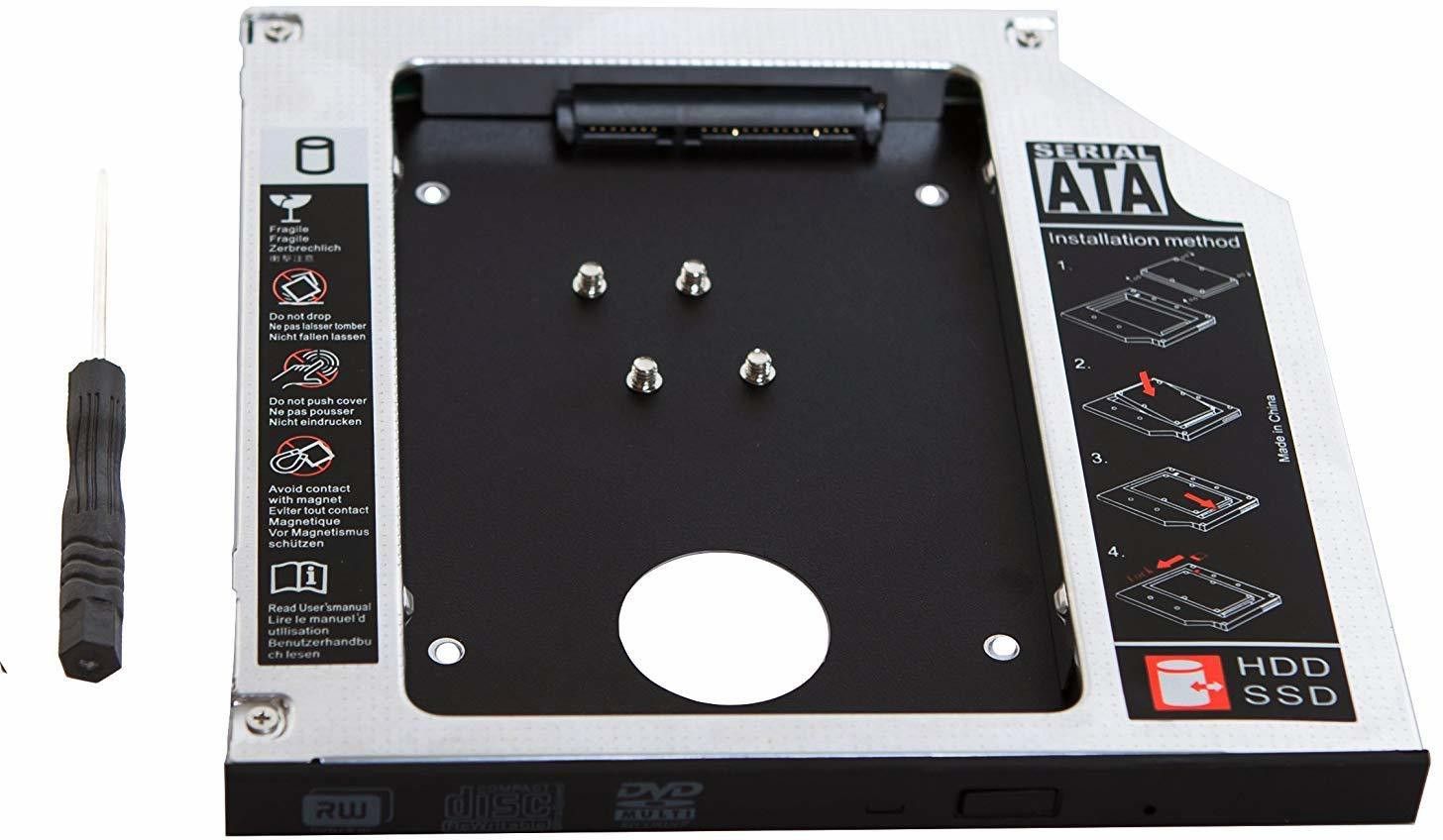 kipek Bay 2nd Hard Drive Caddy, 9.5 mm CD/DVD Drive Slot for SSD and HDD Your Laptop 2.5 inch Internal Hard Drive Enclosure/HDD Caddy-image-21