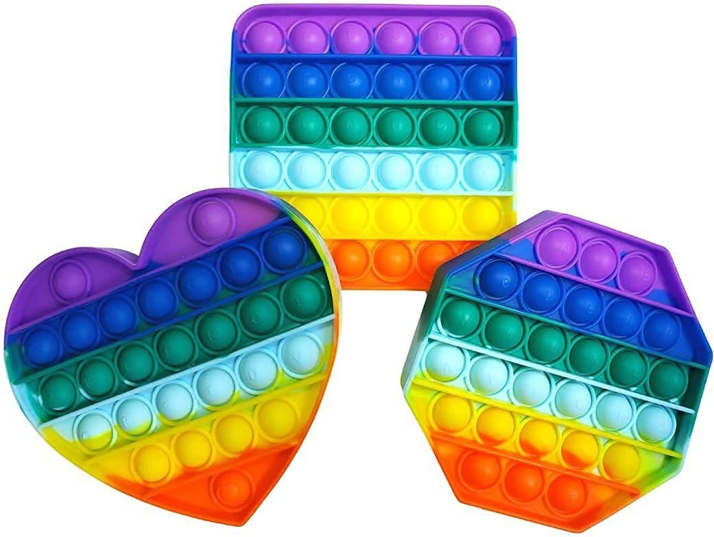 Pink & green Pop It Fidget Toys Combo ,Push Pop Bubble Fidget Sensory Toy, Silicone Stress Relief Toy,Great Fidget Toy Sensory Toys Novelty Gifts for Girls Boys Kids Adults (Rainbow pop it combo pack of 3)(HART+SQUARE+OCTAGON)-image-32