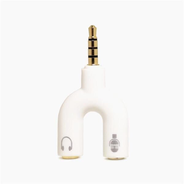 Ancestors White Splitter 3.5mm Stereo Audio Jack Headphone With Mic Capability Phone Converter-image-3