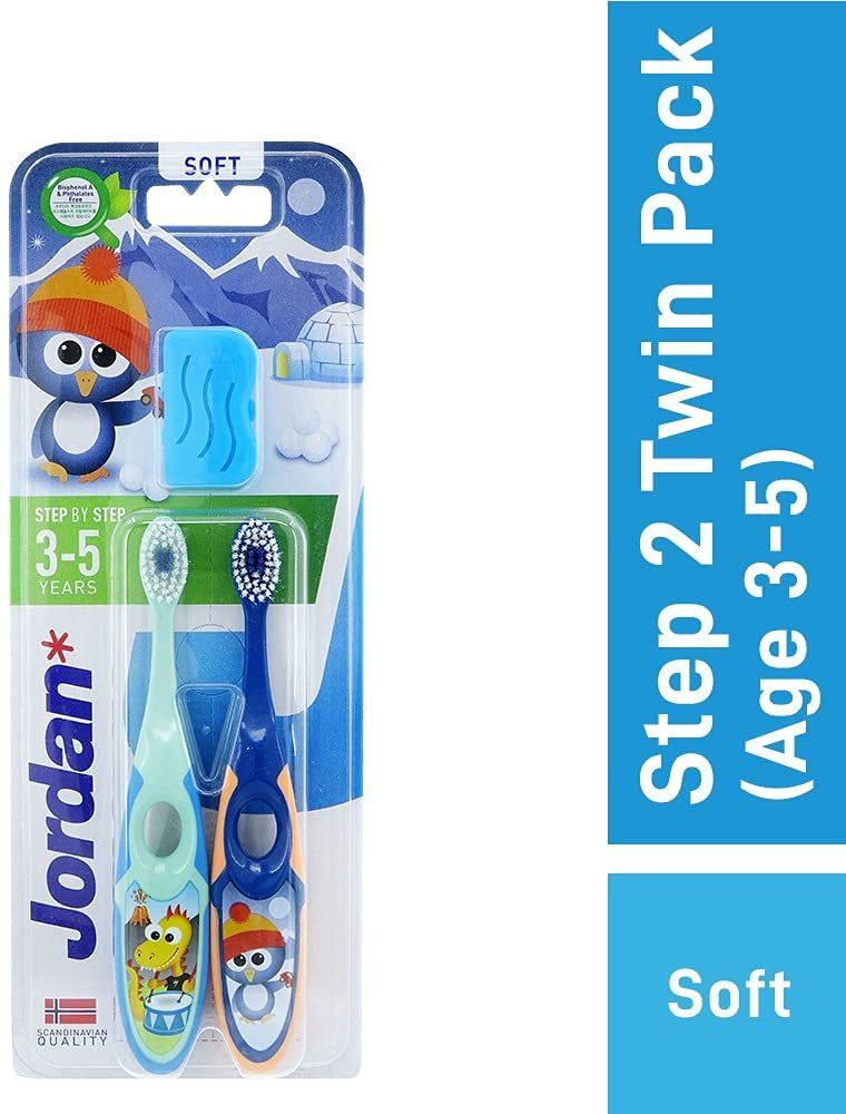 Step-2 3-5 years Toothbrush Soft Bristles Latest Design BPA Free Imported Brush gentle to Teeth & Gems (Blue+Green) Soft Toothbrush-image-18