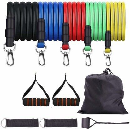 shopeleven 5 PC Latex Resistance Band, Tube Set for Fitness in Home toning tube Fitness Accessory Kit Kit-picture-23