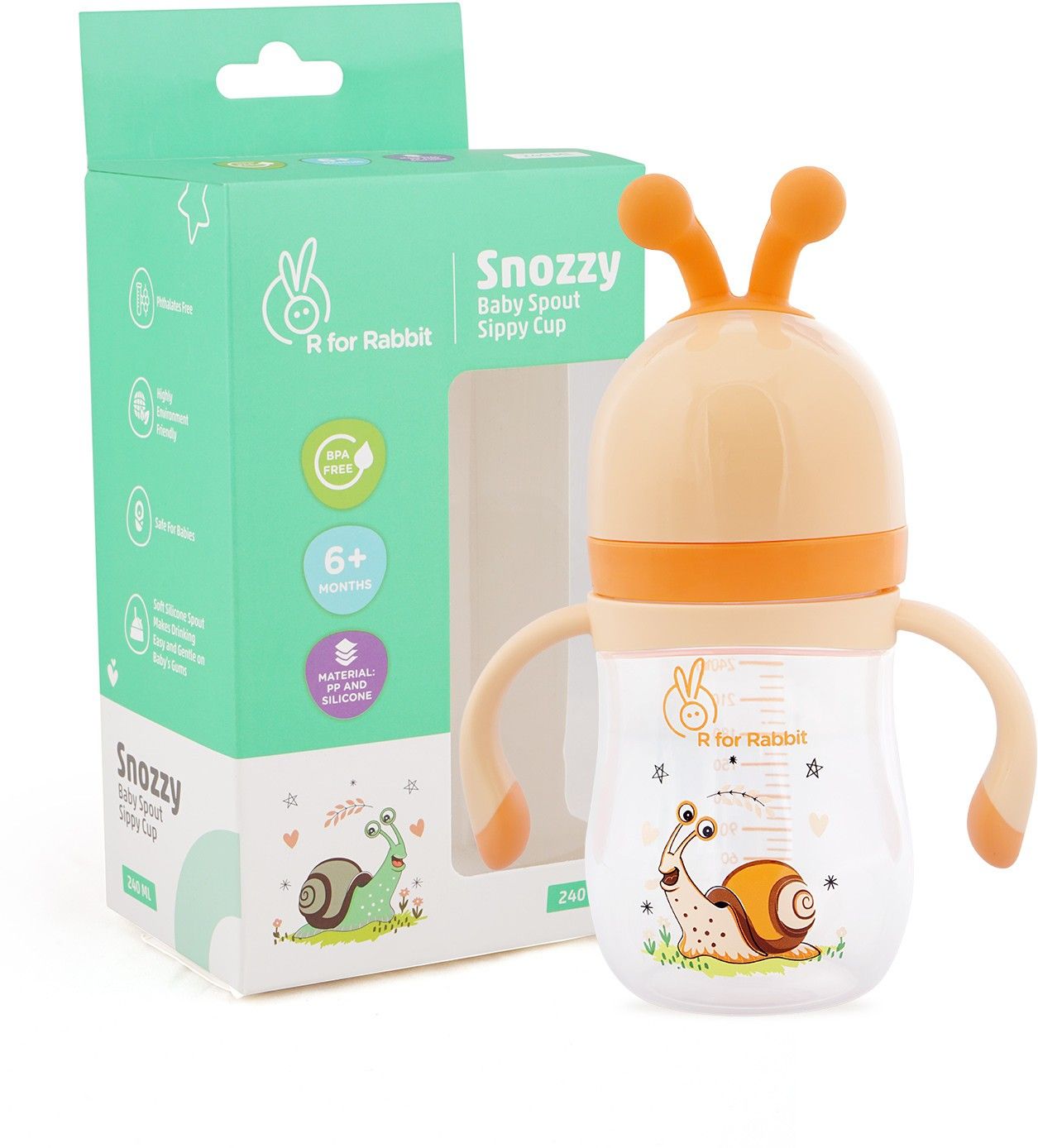 Snoozy Baby Spout Sippy Cup Bottle 240 ML Soft Silicon Spout for Baby | Kids of 6 Months +-image-33