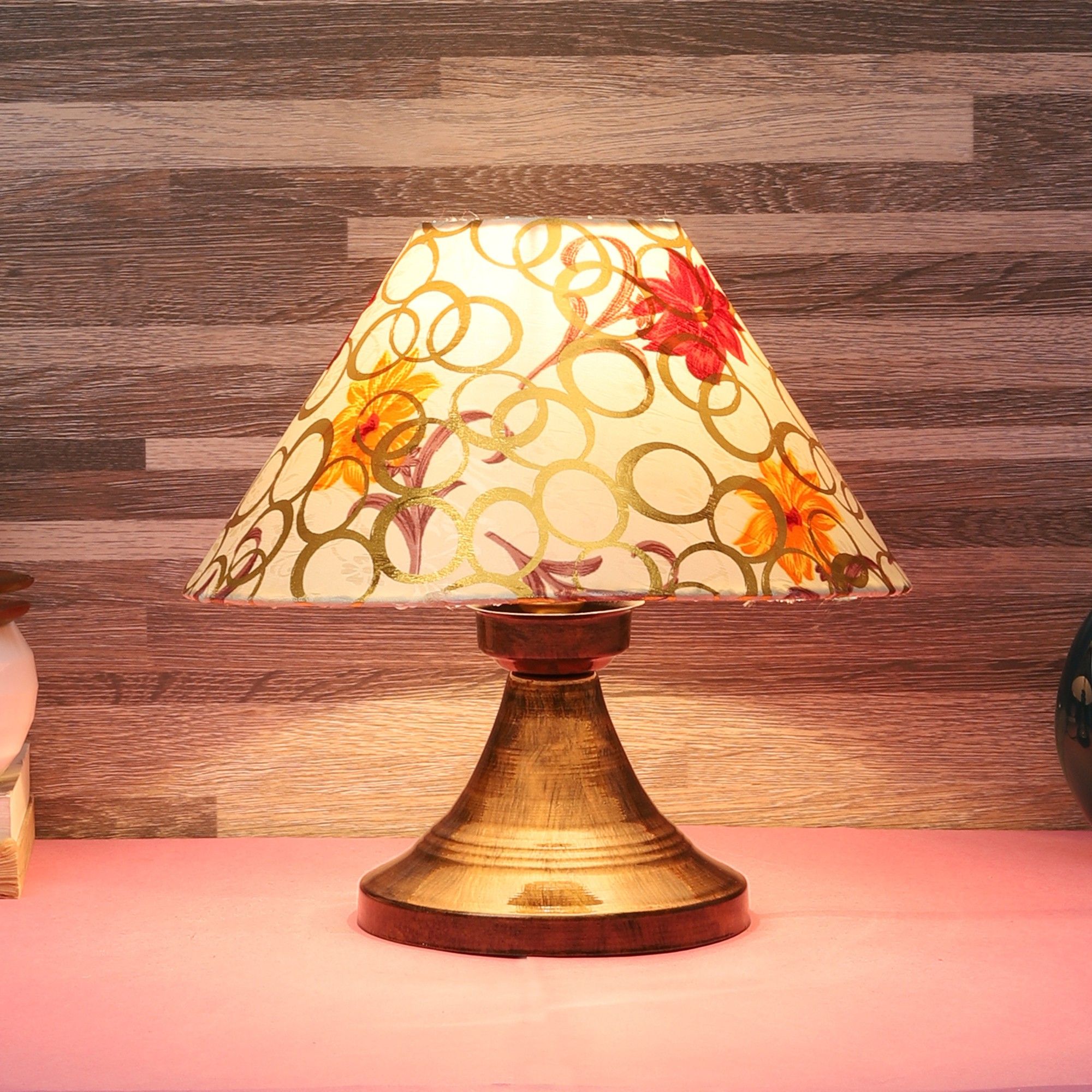 Multicolour Fabric Shade With Copper Metal Base Table Lamp-image-20