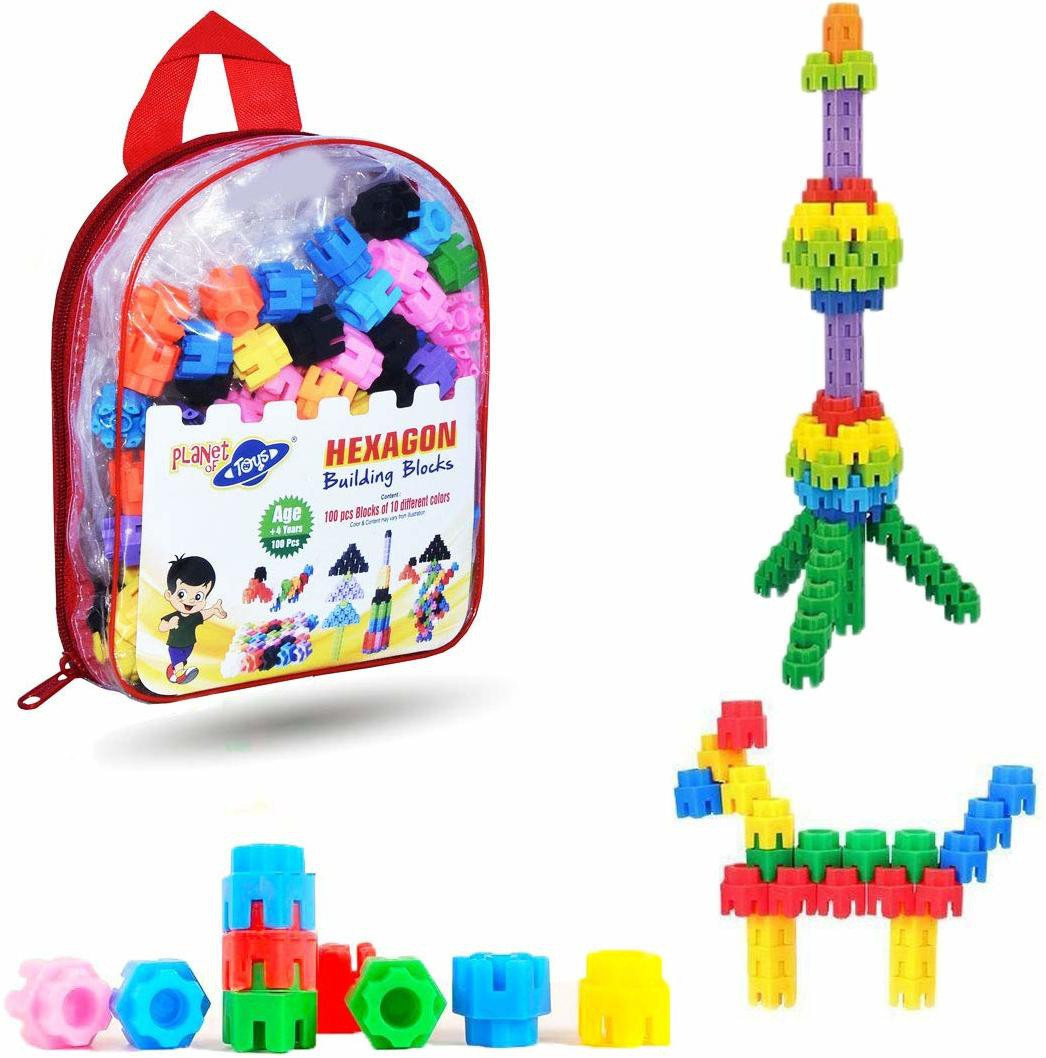 medivedas Learning Educational Hexagon Building Block Set of 150 Pcs For Kids Multicolor image 1