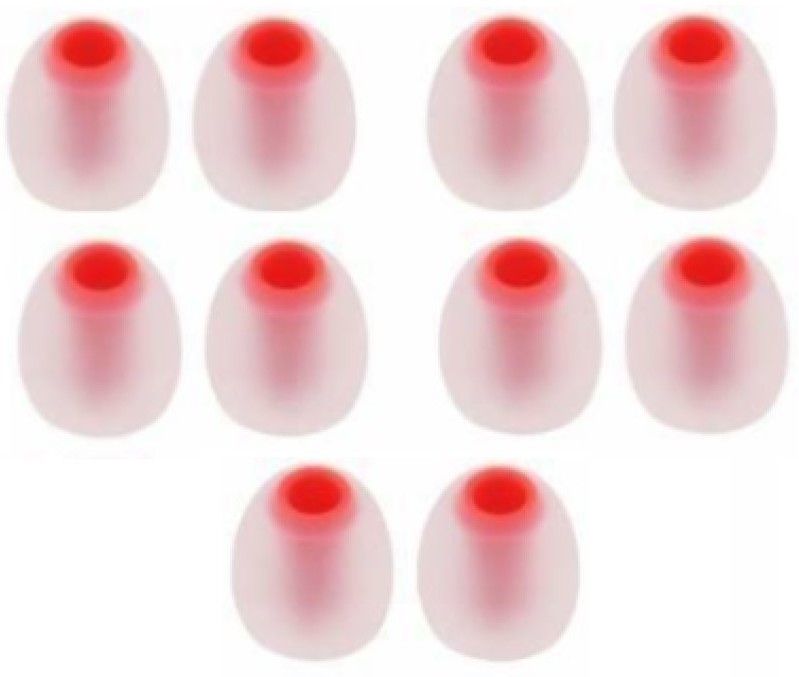 QWEEZER 10 Pcs Soft Silicone Earbuds Cover For Earphones Rubber Replacement In the Ear Eartips (Transparent & red 10 Pcs) In The Ear Headphone Cushion-image-38
