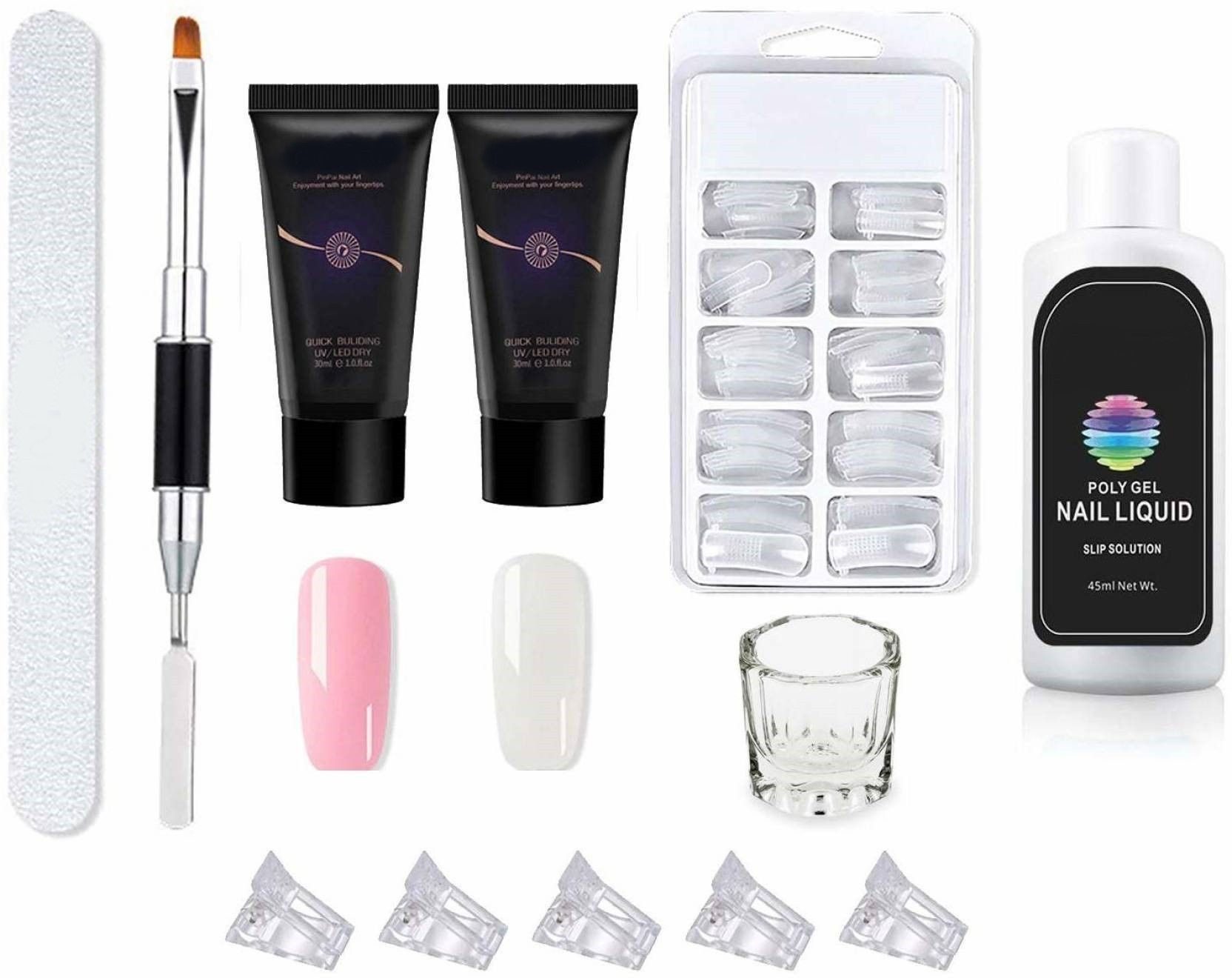 Acrylic Gel Poly Nail Gel Nail Extension Set (White) Nail Art Combo Kit-image-3