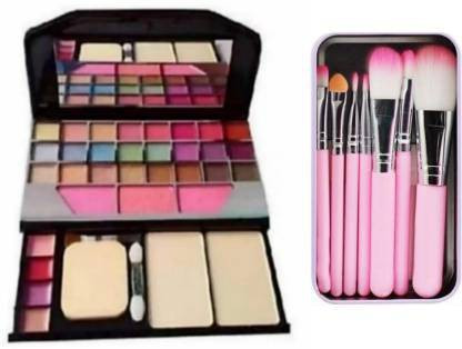 hudabird Makeup Kit With Pack Of 7 Pink Makeup Brushes With Storage Box image 1