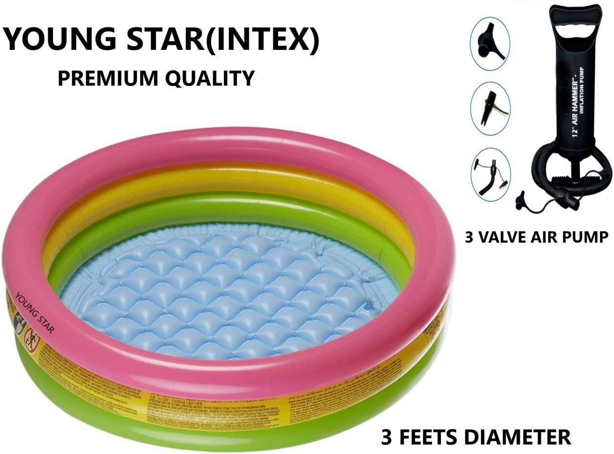 young star (ECOME-74)PREMIUM GIFT COMBO PEOPLE’S CHOICE BEST SELLER 3 FEETS ROUND COLOUR FULL WITH AIR BASE, 3 FEETS WATER POOL FOR WATER FUN FOR YOURS KIDS AND CHILDERNS AND AIR PUMP.3 Feet Kid’s ,Water Pool Bath Tub,Kiddie Pool ,SWIMMING POOL.BEST SELLER PEOPLE CHOICE.BEST GIFT FOR YOURS KIDS AND BABY. Inflatable Swimming Pool-picture-16