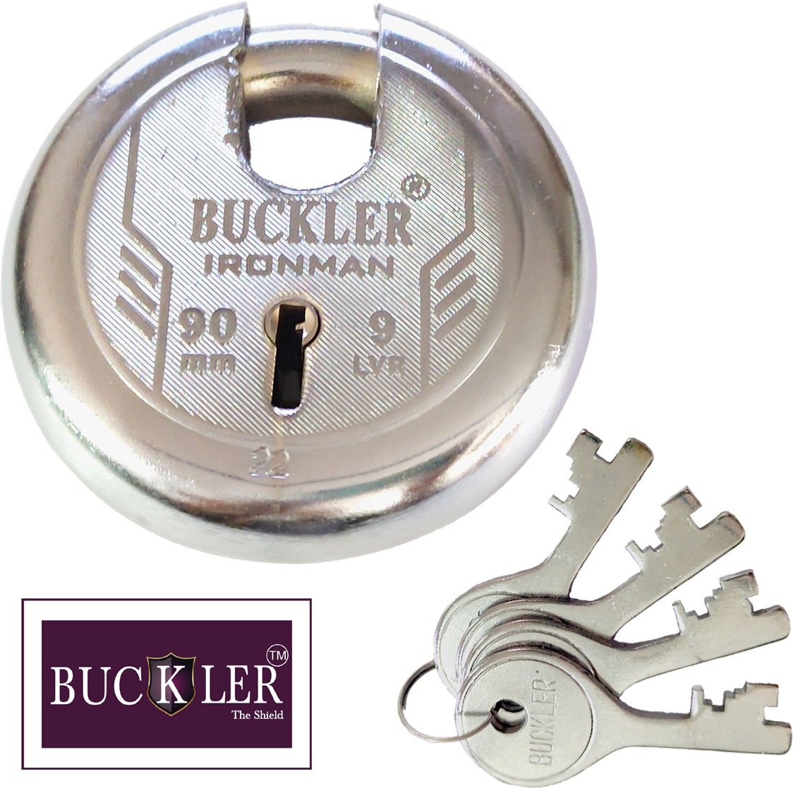 Iron-Steel 90MM, 9 Levers with 4 Keys Shutter Lock Padlock-image-40