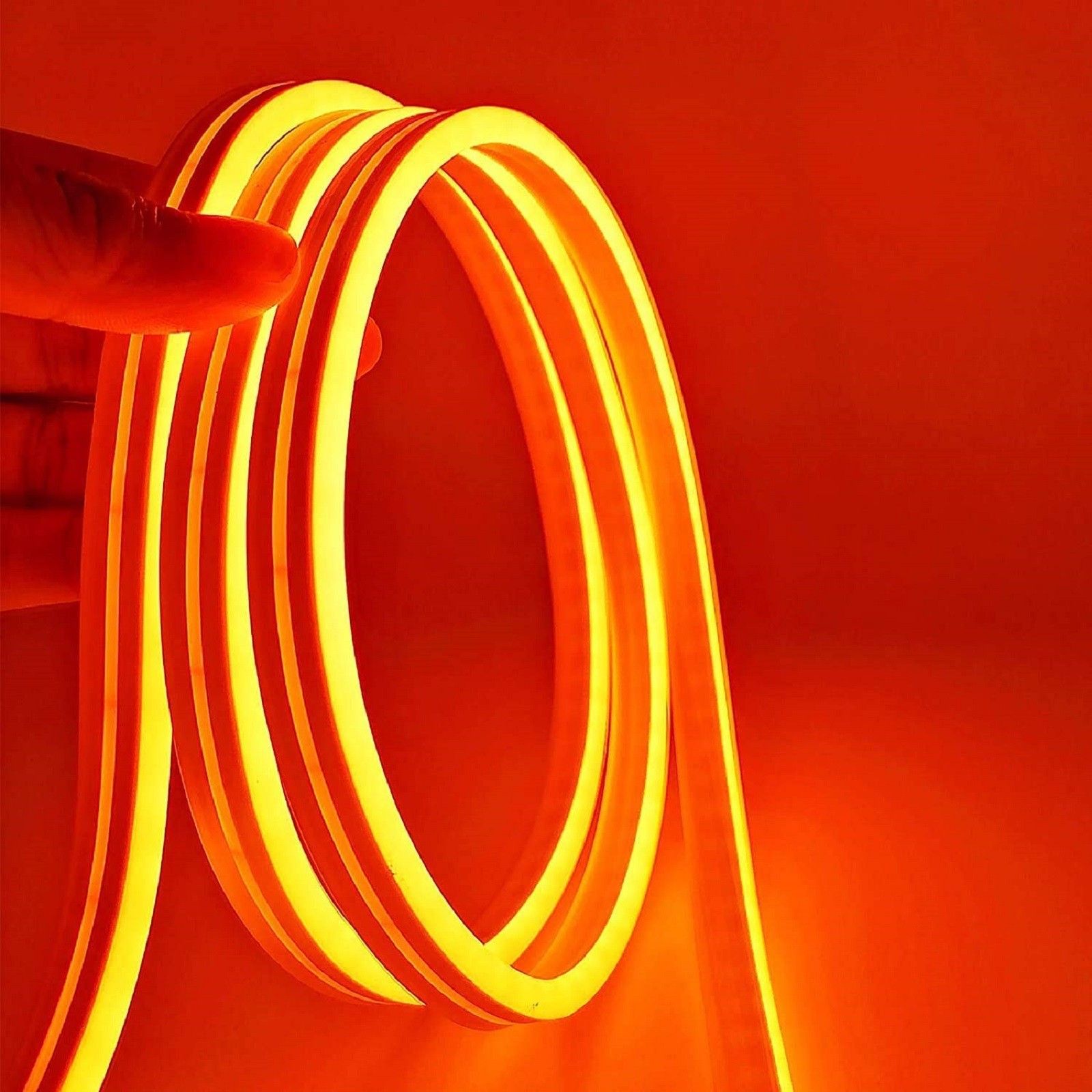 LED Neon Light Rope, Waterproof Outdoor Flexible Light with Connector, 120LED/M Silicone Light for Diwali, Christmas, Indoor Outdoor Decoration (Orange) (5 Meter) Chain Silicone Light Hanging Chain Rod-image-1