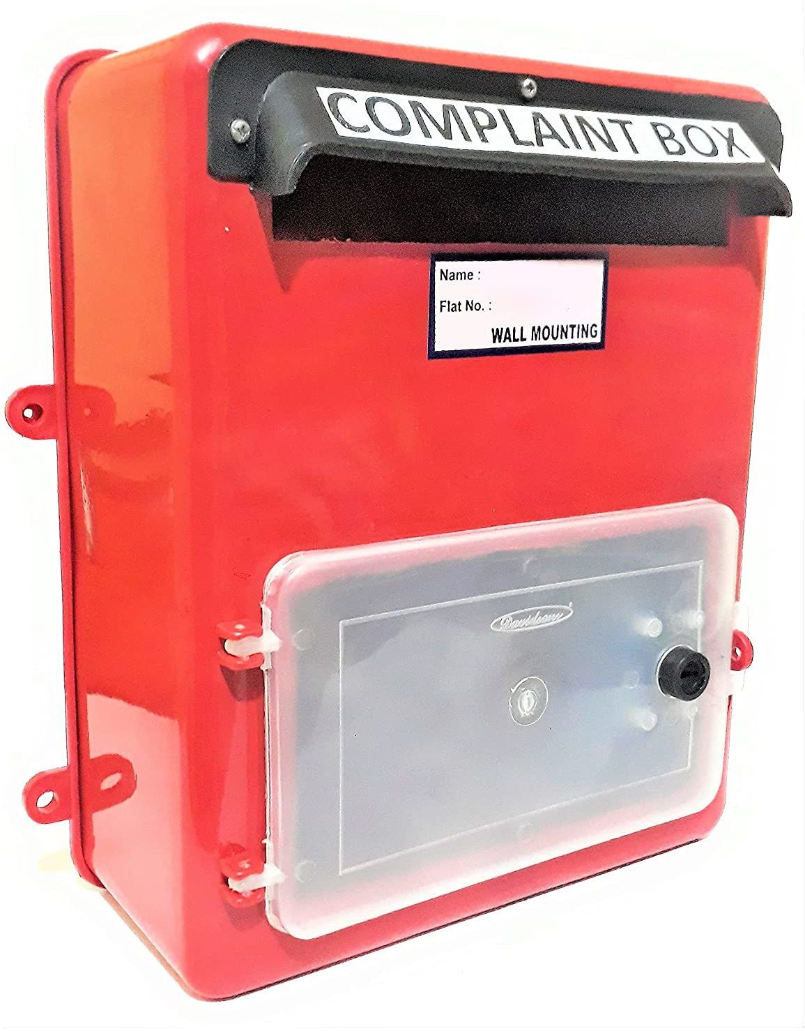 Wall Mounted Complaint Box for Offices/Colleges/Institutions/Schools, Height 28 , Length 24 and Width 5 cm, Red Wall Mounted Mailbox