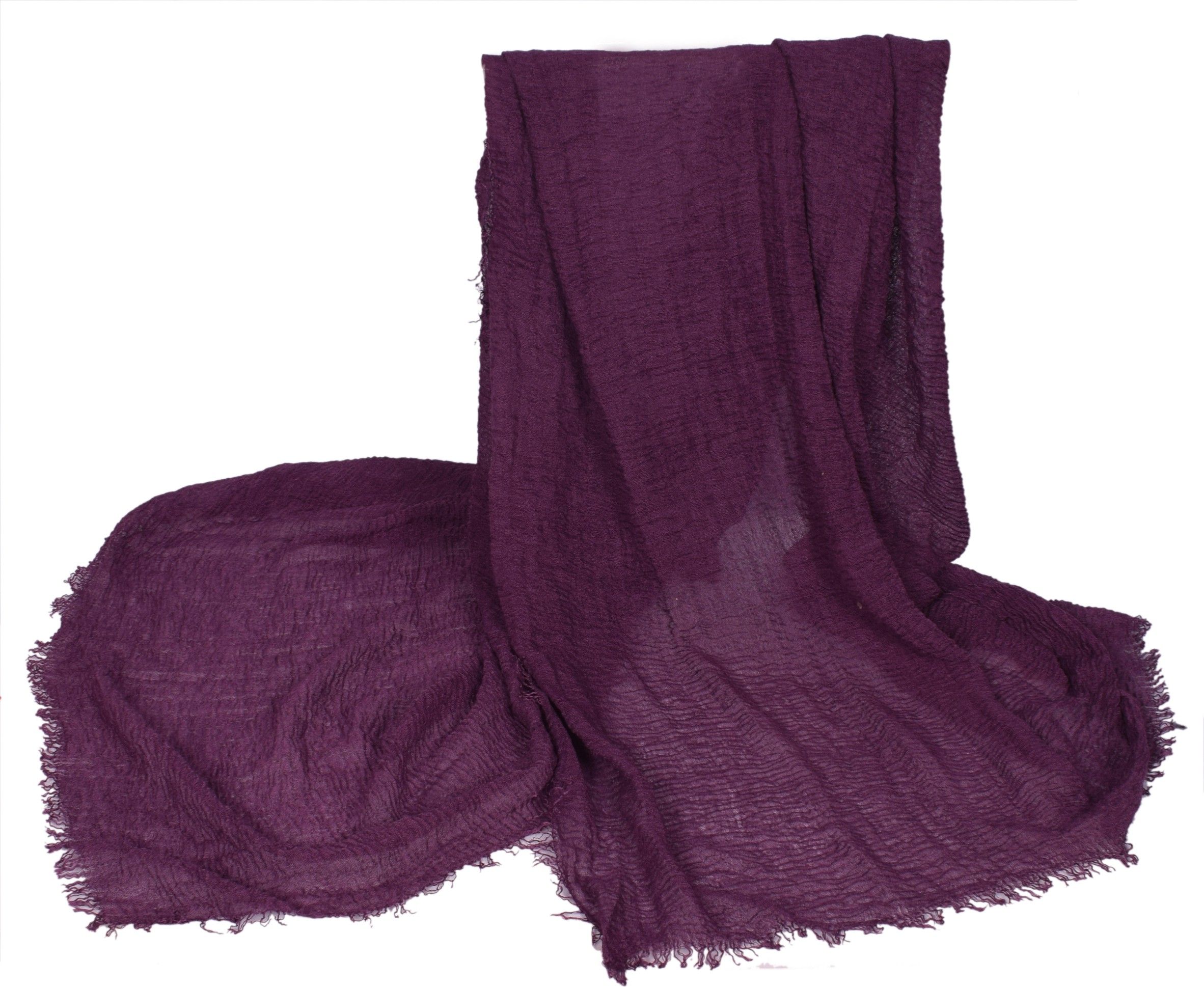 iba n isba Solid Cotton Blend Women Purple Scarf-picture-12