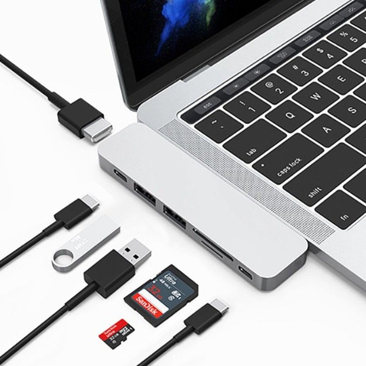 Aklin Boky 7 In 1 USB C Hub for Macbook Pro Air 7 in 1 usb hub multi function adapter for MacBook Pro Type C Laptops Laptop Accessory-image-2