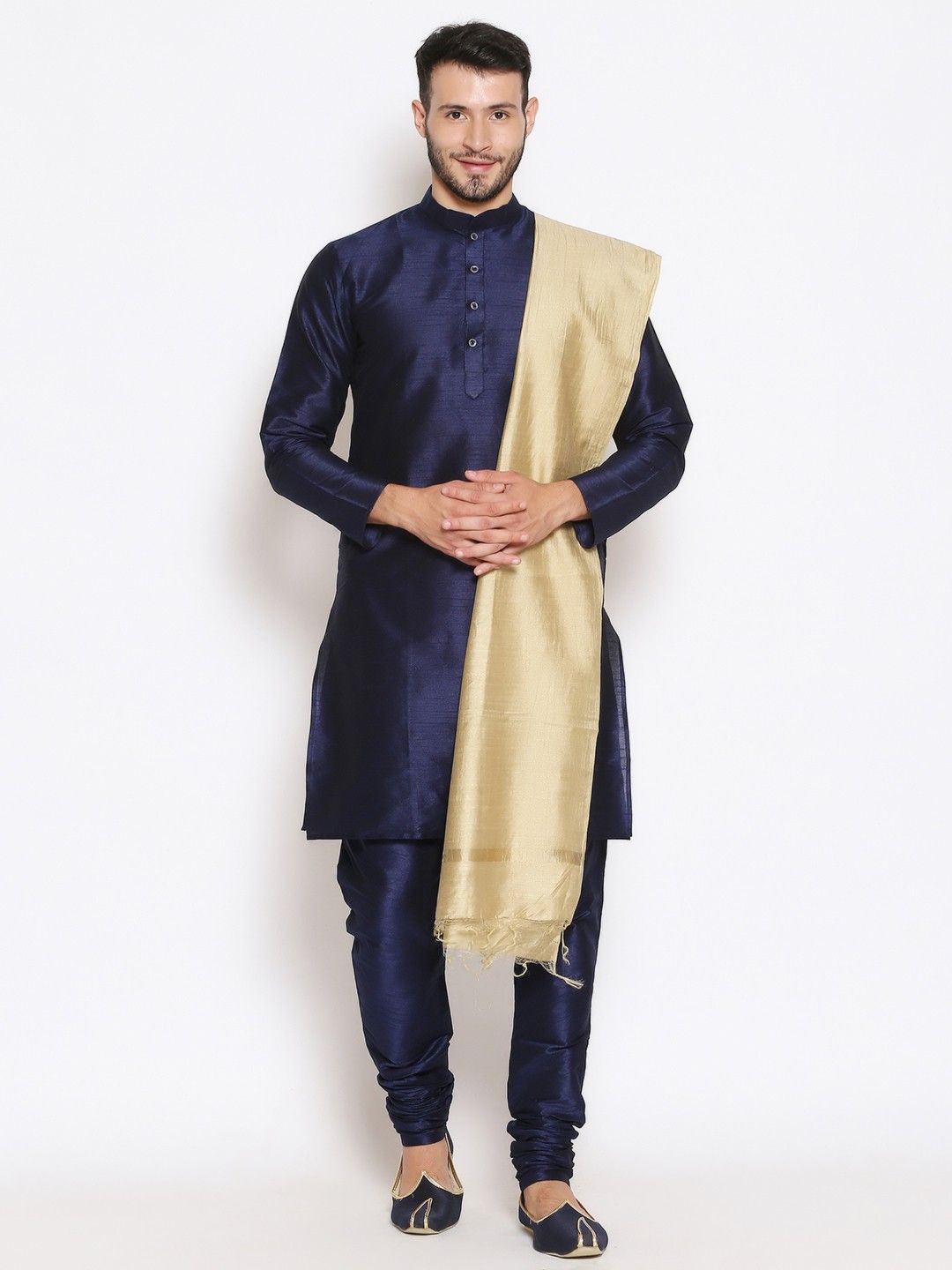 Silk Blend Solid Gold Men Dupatta