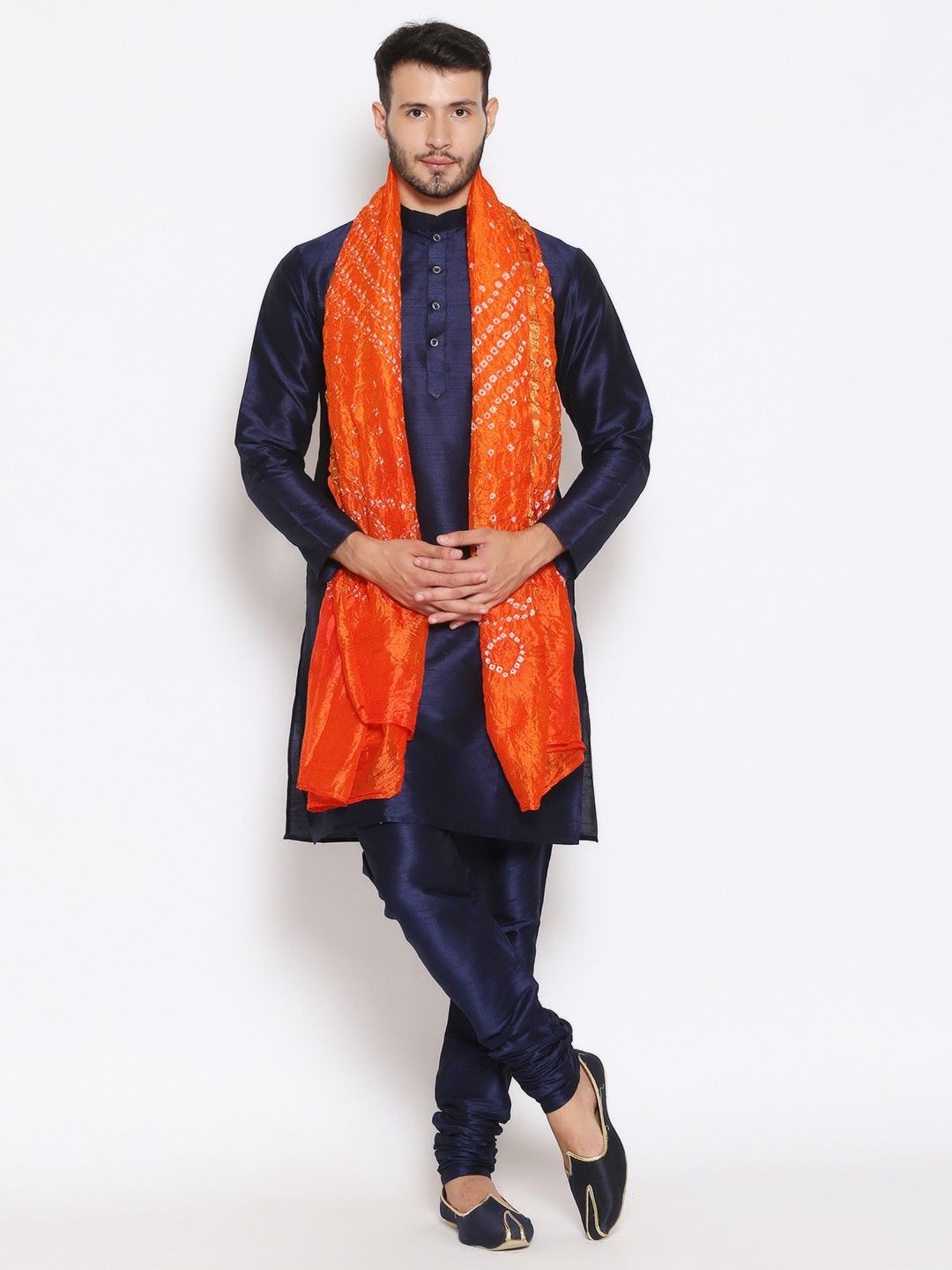 dupatta bazaar Silk Blend Woven Orange Men Dupatta-picture-21