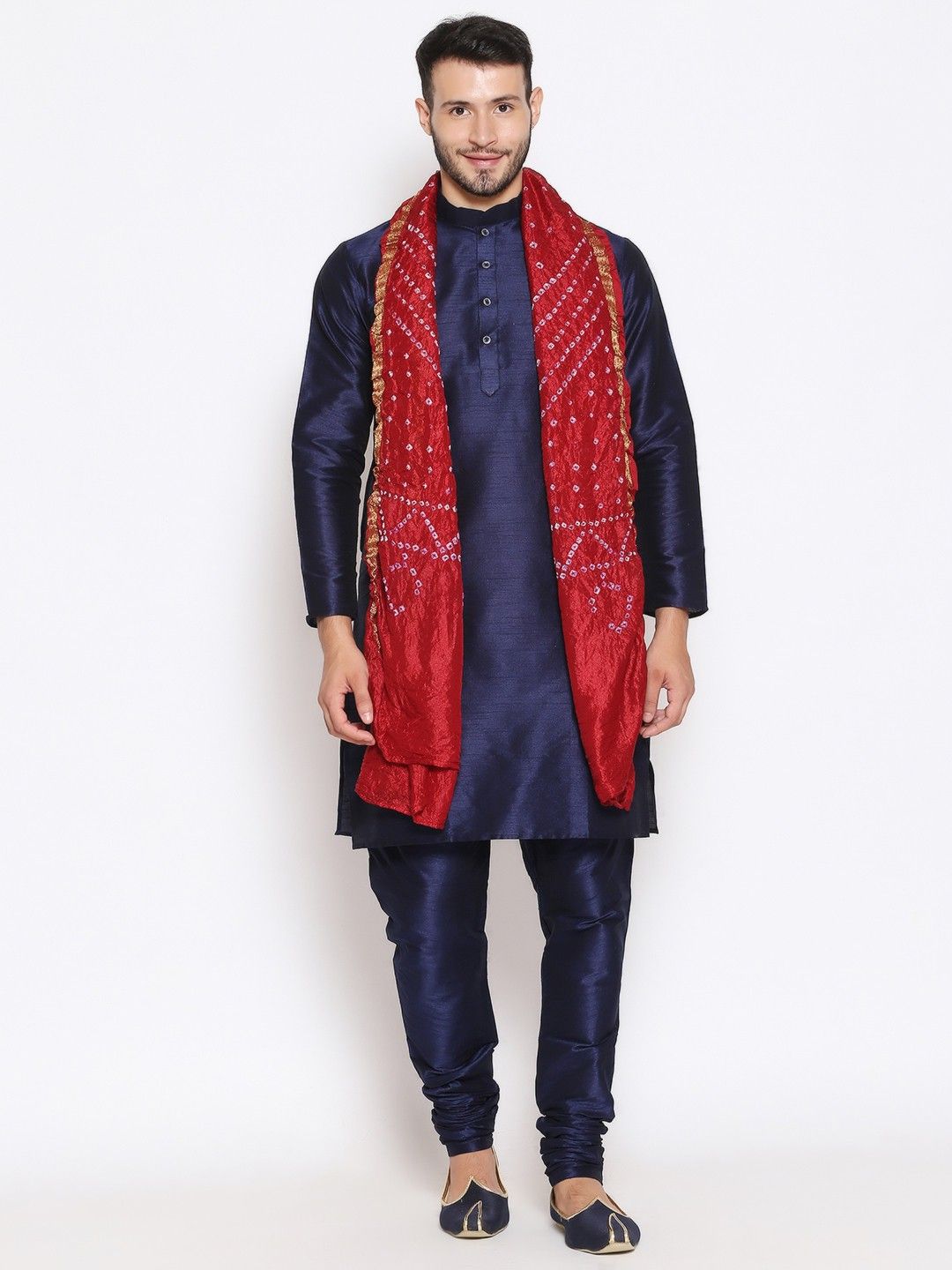Silk Blend Woven Maroon Men Dupatta-image-18