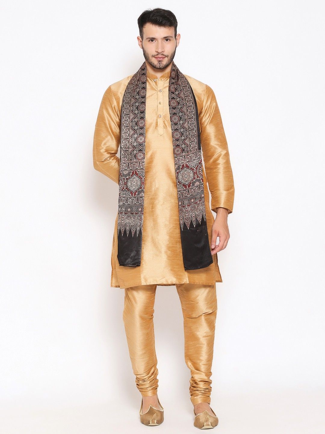 dupatta bazaar Silk Blend Printed Black Men Dupatta-picture-16