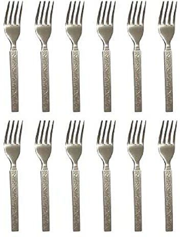 12Pcs Kanta Beautifully Designed Handle Stainless Steel Dinner Fork, Dessert Fork, Salad Fork, Fruit Fork, Serving Fork Set-image-18