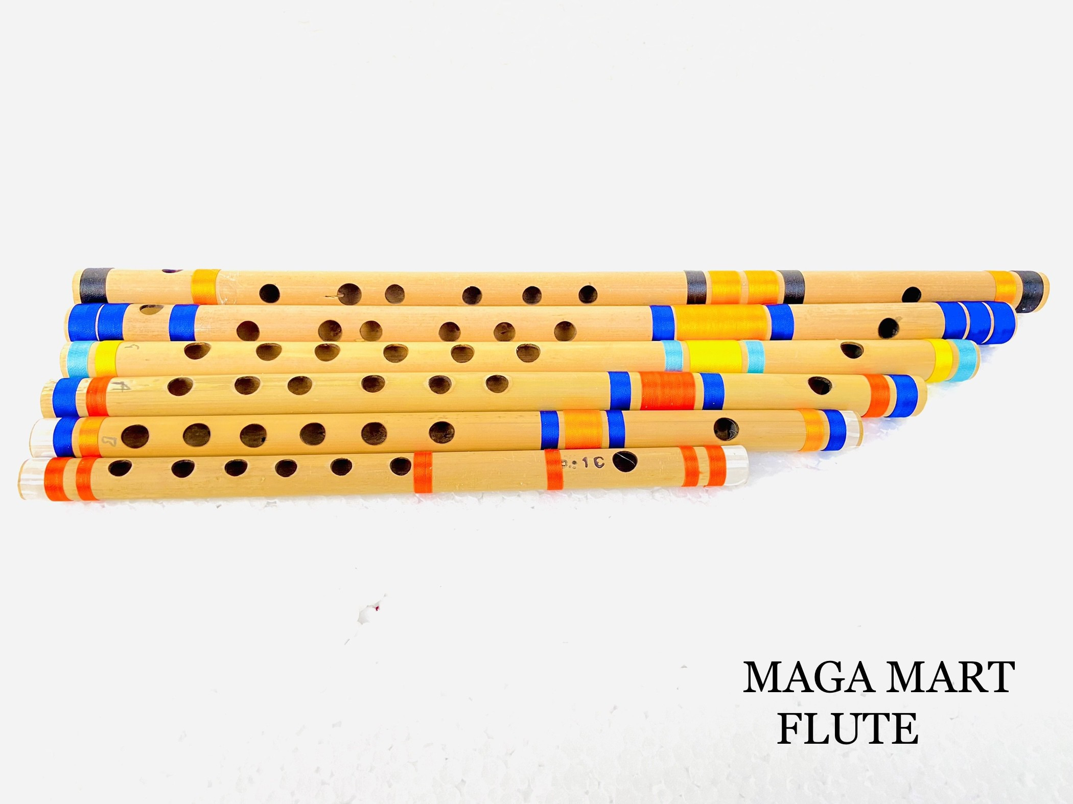 maga mart Musical Bamboo Flute G Sharp C Sharp G Scale A Scale C Scale B Scale Professional Bansuri Six Pcs Set M.M Bamboo Flute image 1