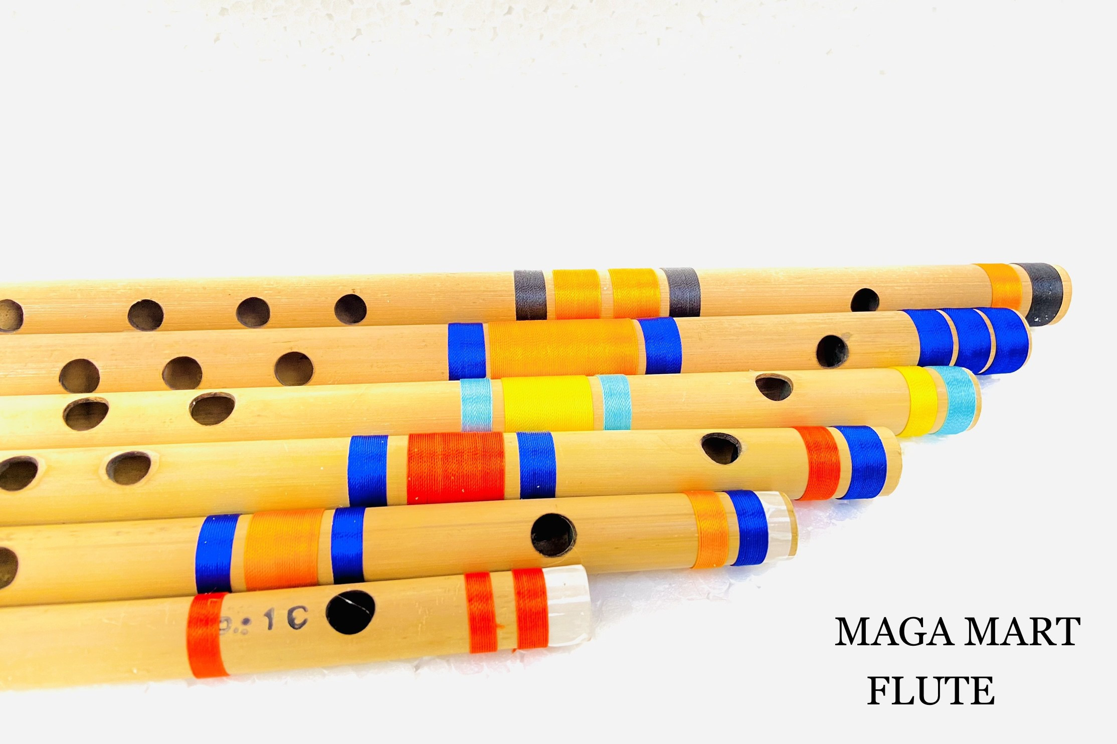maga mart MUSICAL PROFESSIONAL BAMBOO FLUTE SIX PCS SET BEST QUALITY G SHARP C SHARP G SCALE A SCALE C SCALE B SCALE NATURAL BANSURI M.M Bamboo Flute image 1