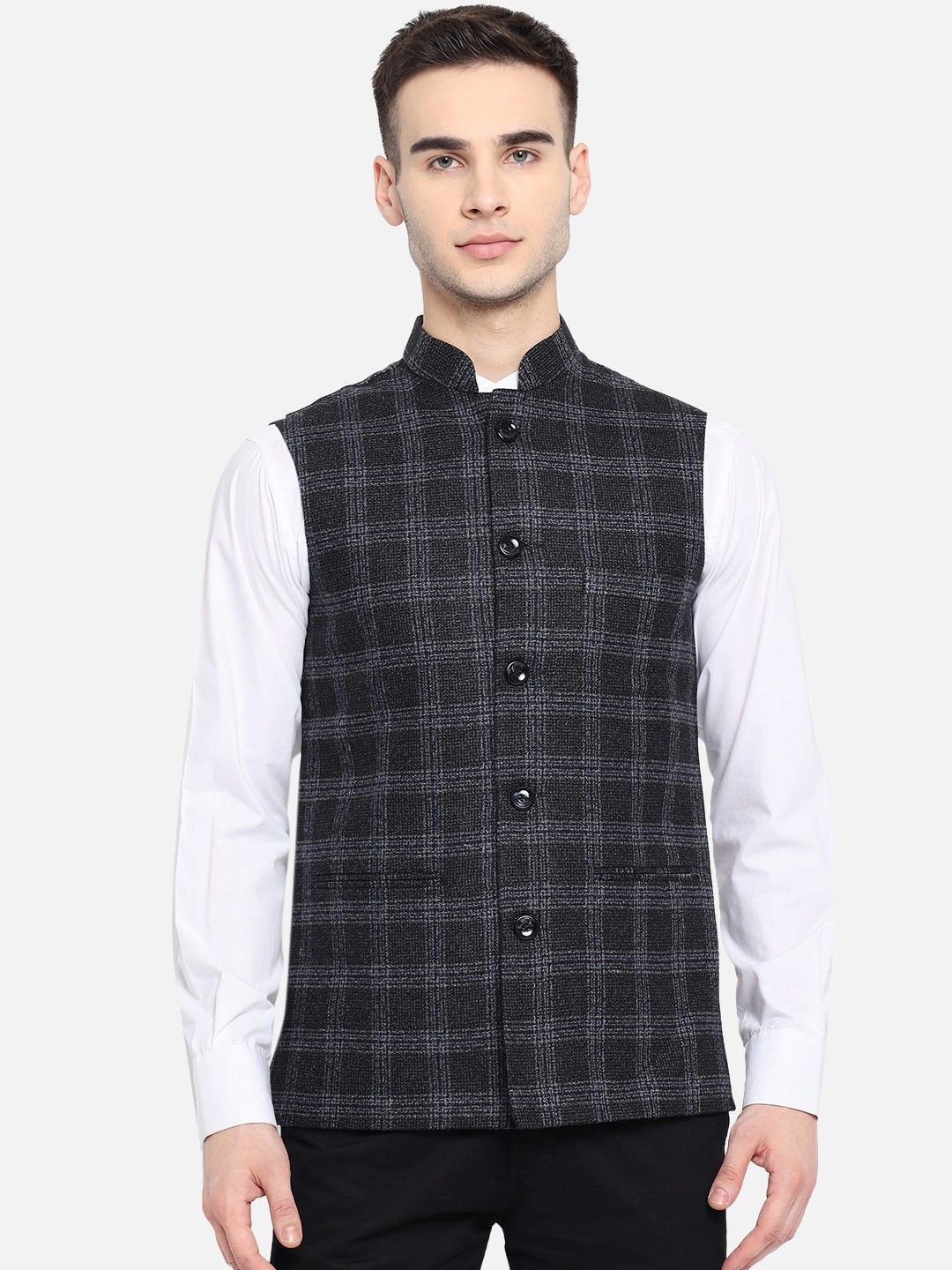 Men Solid Nehru Jacket-image-2
