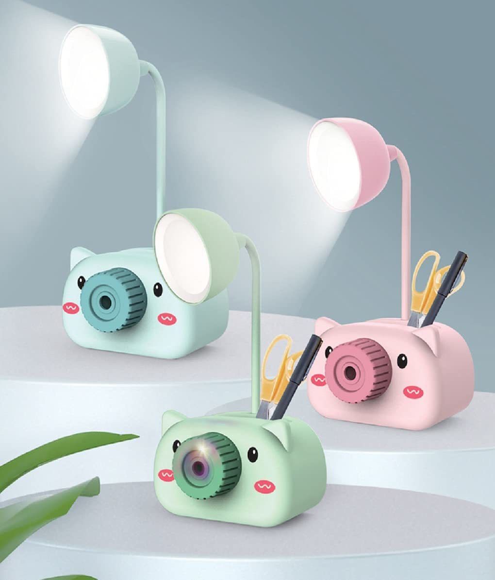 geekmonkey 4in1 Camera Shaped Rechargeable Table Lamp Night Lamp Night Lamp with Pencil Sharpener Pen Stand Mobile Stand for Girls Boys, Pack of 1 Study Lamp-picture-13