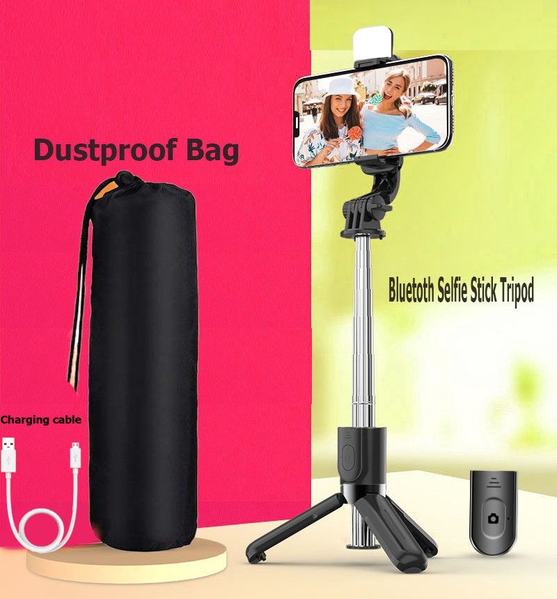PULTO Bluetooth Extendable Selfie Stick Tripod With Fill Light +Dustproof Bag PLTL03 Wireless Bluetooth Detachable Remote, 360°Rotation, Selfie Stick And Stand R1S With Flash Light And Remote Control Selfie Stick Extendable Stick Mini Tripod With Detachable Remote For Smart Selfie Phone Holder Camera Flash Brackets Best Use For Make Videos Compatible With Mobiles Video Stand In Gimbal Stabilizer, |In Mobile Holder For Hand| Stand For Online Classes Selfie Sticks & Monopods Tripod, Monopod, Monopod Kit, Tripod Ball Head, Tripod Bracket, Tripod Clamp, Tripod Kit-image-21