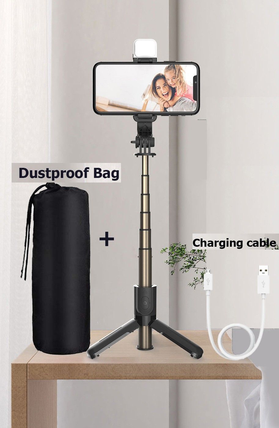 PULTO New Bluetooth Extendable Selfie Stick Tripod With Fill Light +Dustproof Bag PLTL03 Wireless Bluetooth Detachable Remote, 360°Rotation, Selfie Stick And Stand R1S With Flash Light And Remote Control Selfie Stick Extendable Stick Mini Tripod With Detachable Remote For Smart Selfie Phone Holder Camera Flash Brackets Best Use For Make Videos Compatible With Mobiles Video Stand In Gimbal Stabilizer, |In Mobile Holder For Hand| Stand For Online Classes Selfie Sticks & Monopods Tripod, Monopod, Monopod Kit, Tripod Ball Head, Tripod Bracket, Tripod Clamp, Tripod Kit-image-22