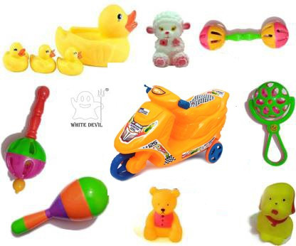 white devil Toy rattle set with chu chu and scooty best gift for babies Rattle Rattle image 1