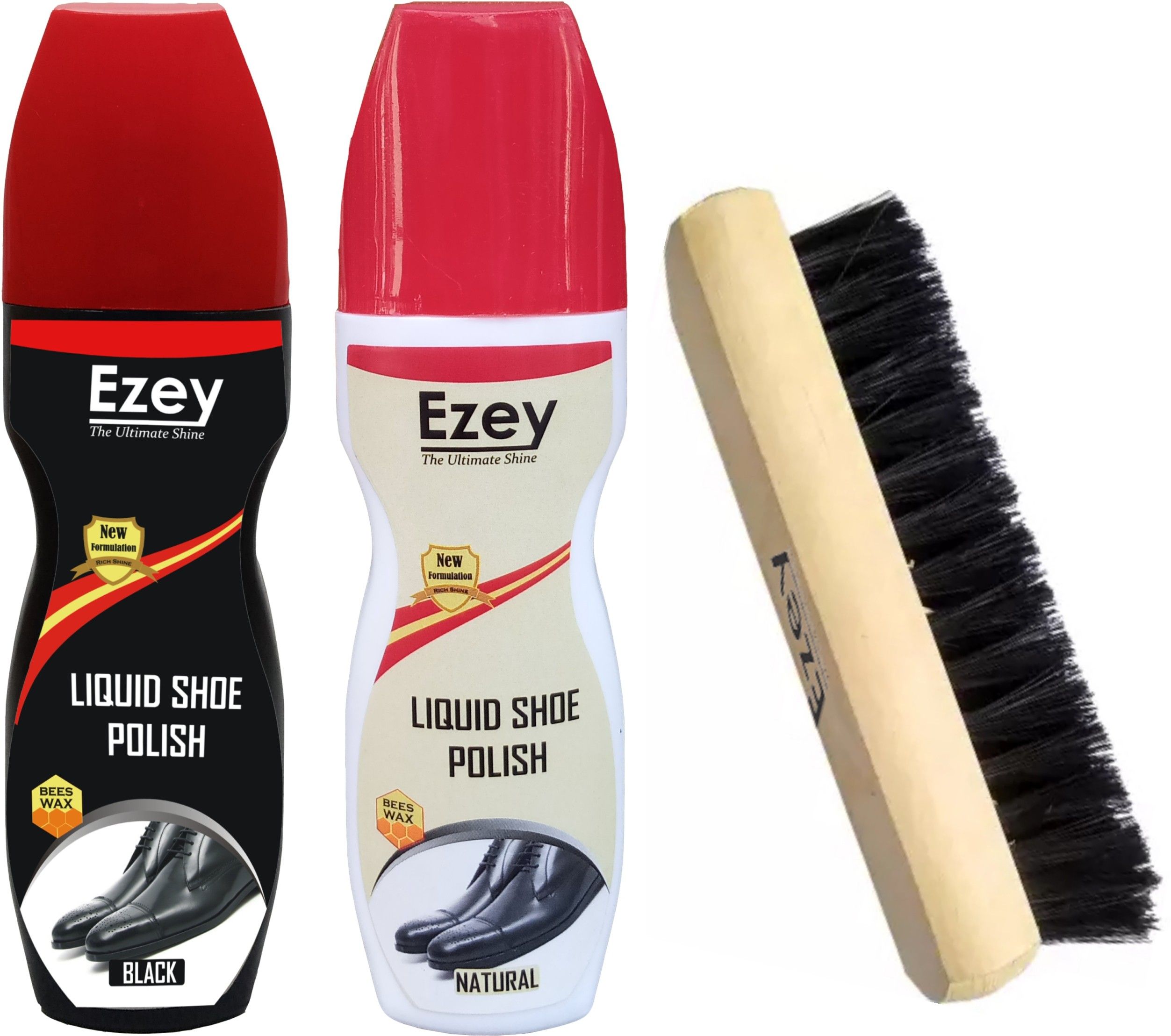 Ezey Liquid Shoe Polish (Black & Natural) Set of 2 Pcs+shoe brush Synthetic Leather, Leather, Patent Leather Shoe Liquid Polish-image-19