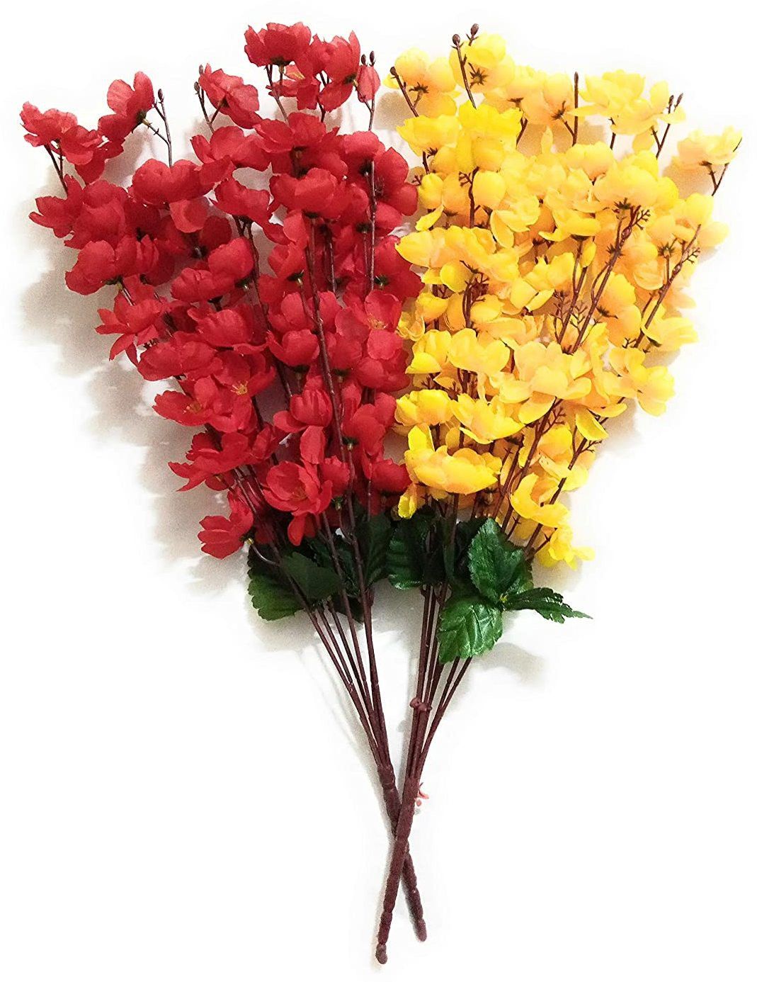 Artificial Blossomcombo for Flower Vase Home Flower Bunch, indoor outdoor Decor Pink, Yellow Peach Blossom Artificial Flower