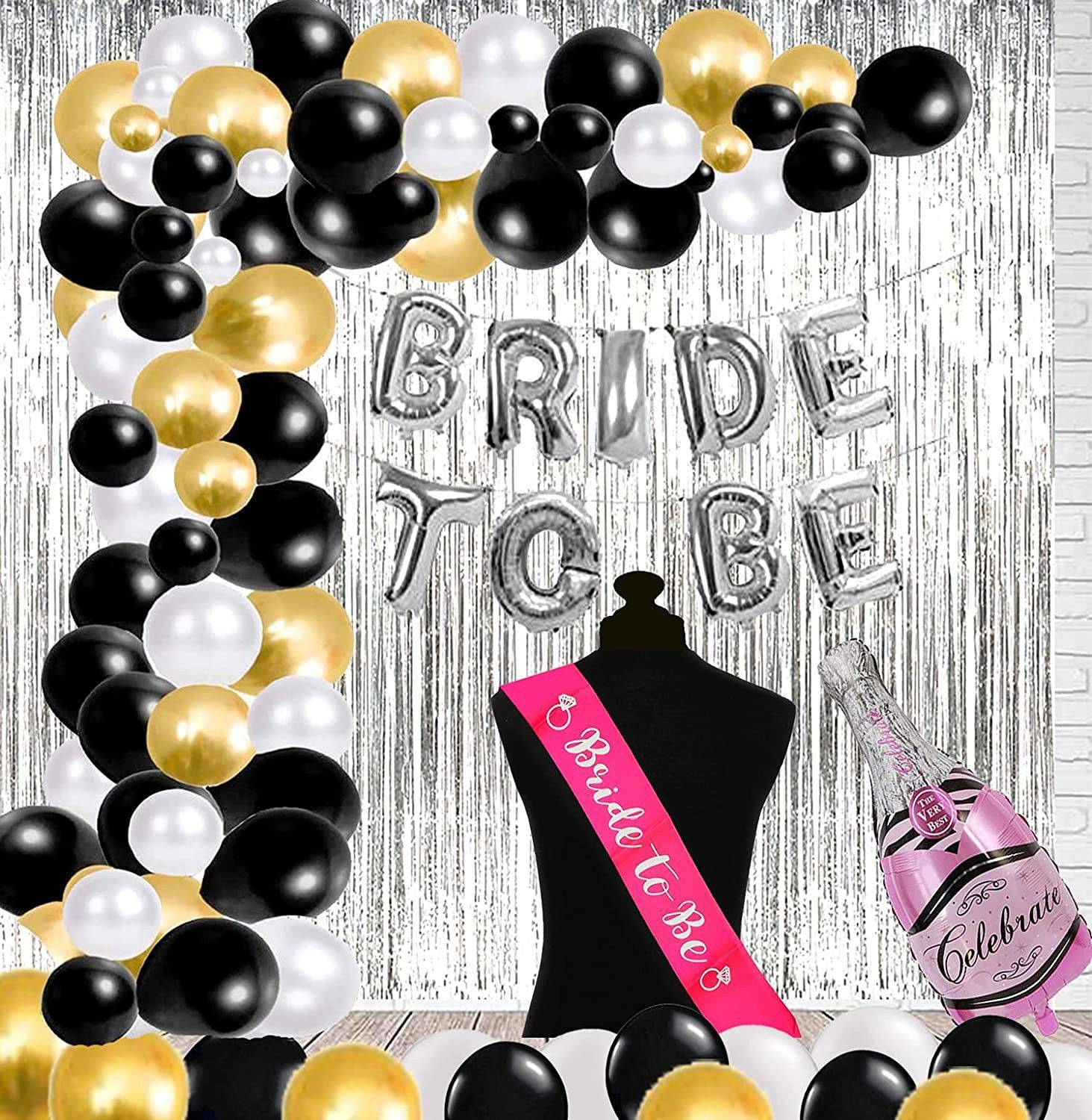 Bride to Be Foil Balloons Decoration Combo for Bride Bachelorette Party Decoration with Sash & Champagne Foil-image-20