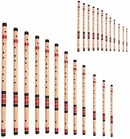 Flutes, Complete SET of 24 Flutes (12 Medium & 12 Base), Premium Bansuri Bamboo Flute