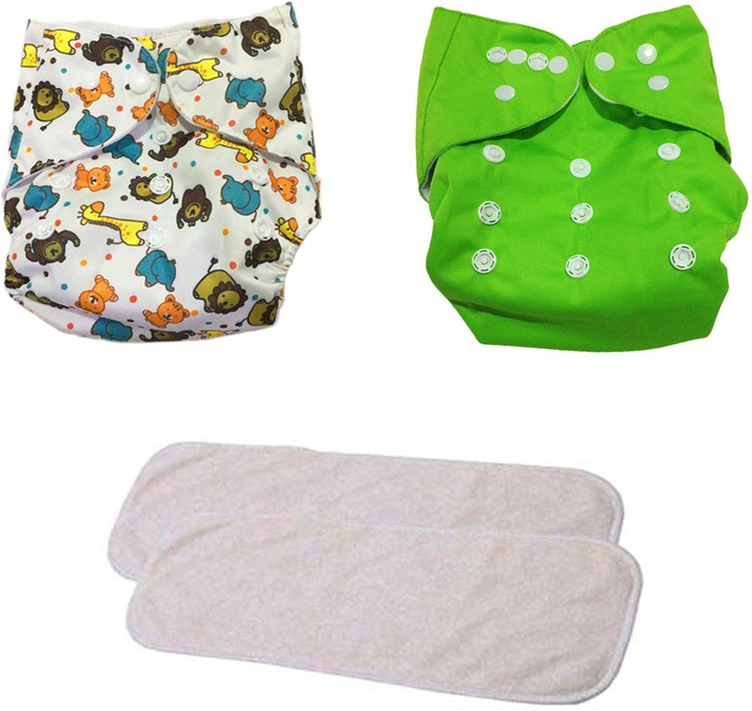 Combo of Quirk Reusable Baby Washable Cloth Diaper Nappies with Multi Layered Baby Insert Pads (Set of 2) (Multi- Colour) (Assorted Colours)-image-41