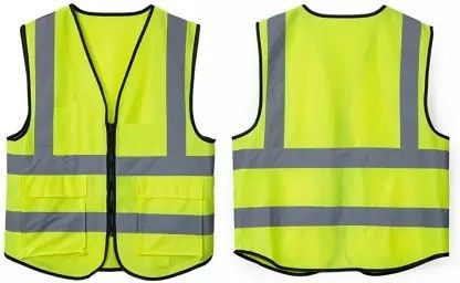 High Visibility Reflective Safety Zipper Polyester Fabric Jacket with 2 Pockets Safety Jacket (Neon Green) Safety Jacket-image-5