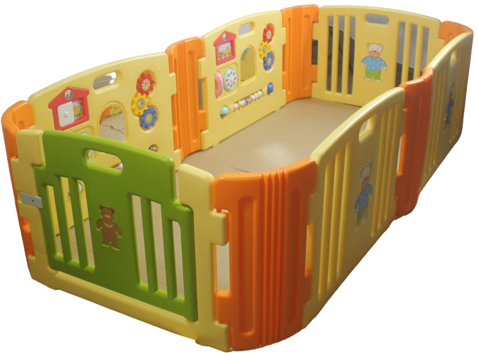 Babycenterindia Baby Room Playpen Play yard 4 Panels with 2 Activity Panels (Yellow Green Orange)-picture-23