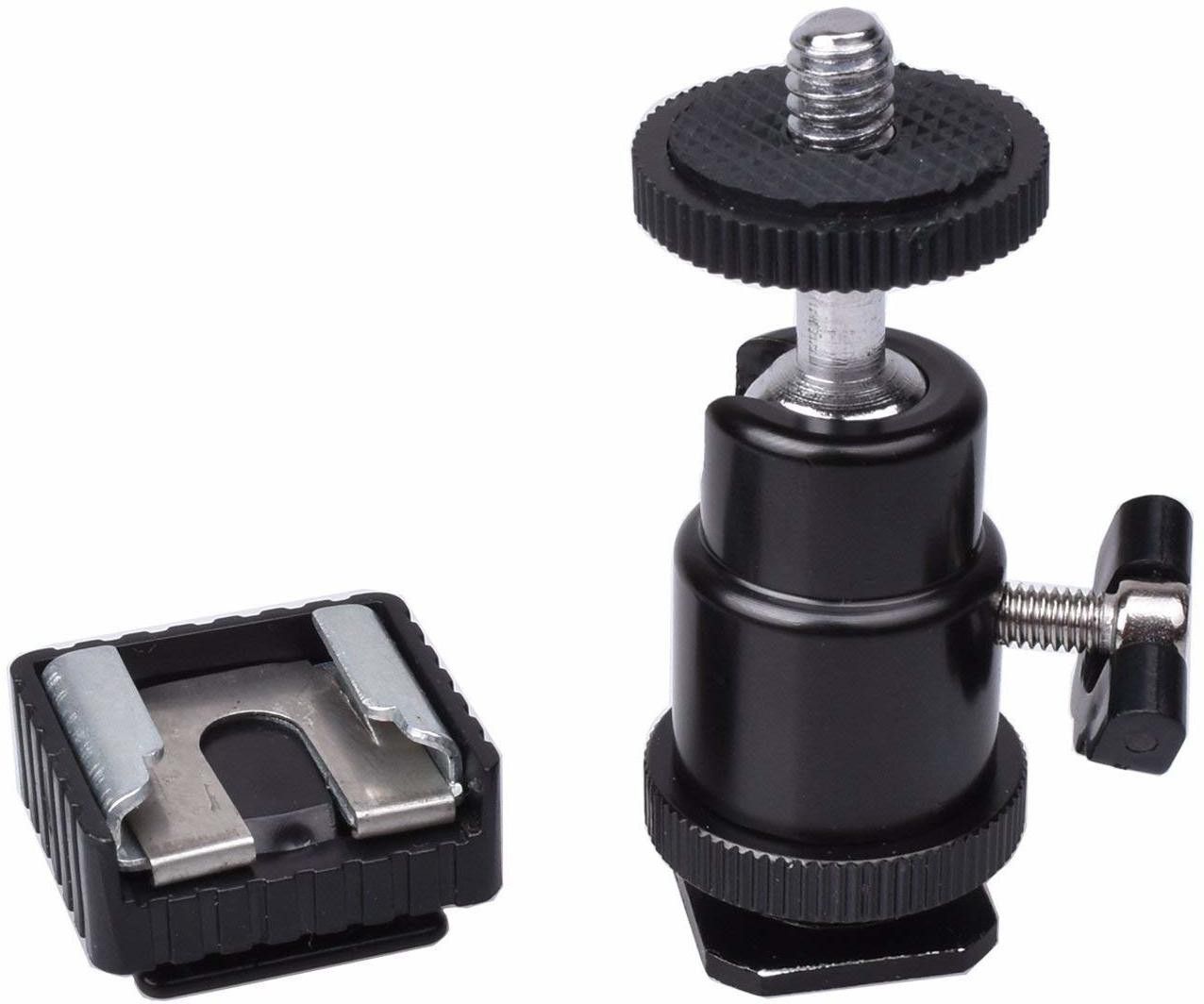 MILLETS Branded Camera Tripod LED Light Flash Bracket Camera Holder Mount 1/4 Hot Shoe Adapter Cradle Ball Head (with Cold Shoe) Tripod Ball Head