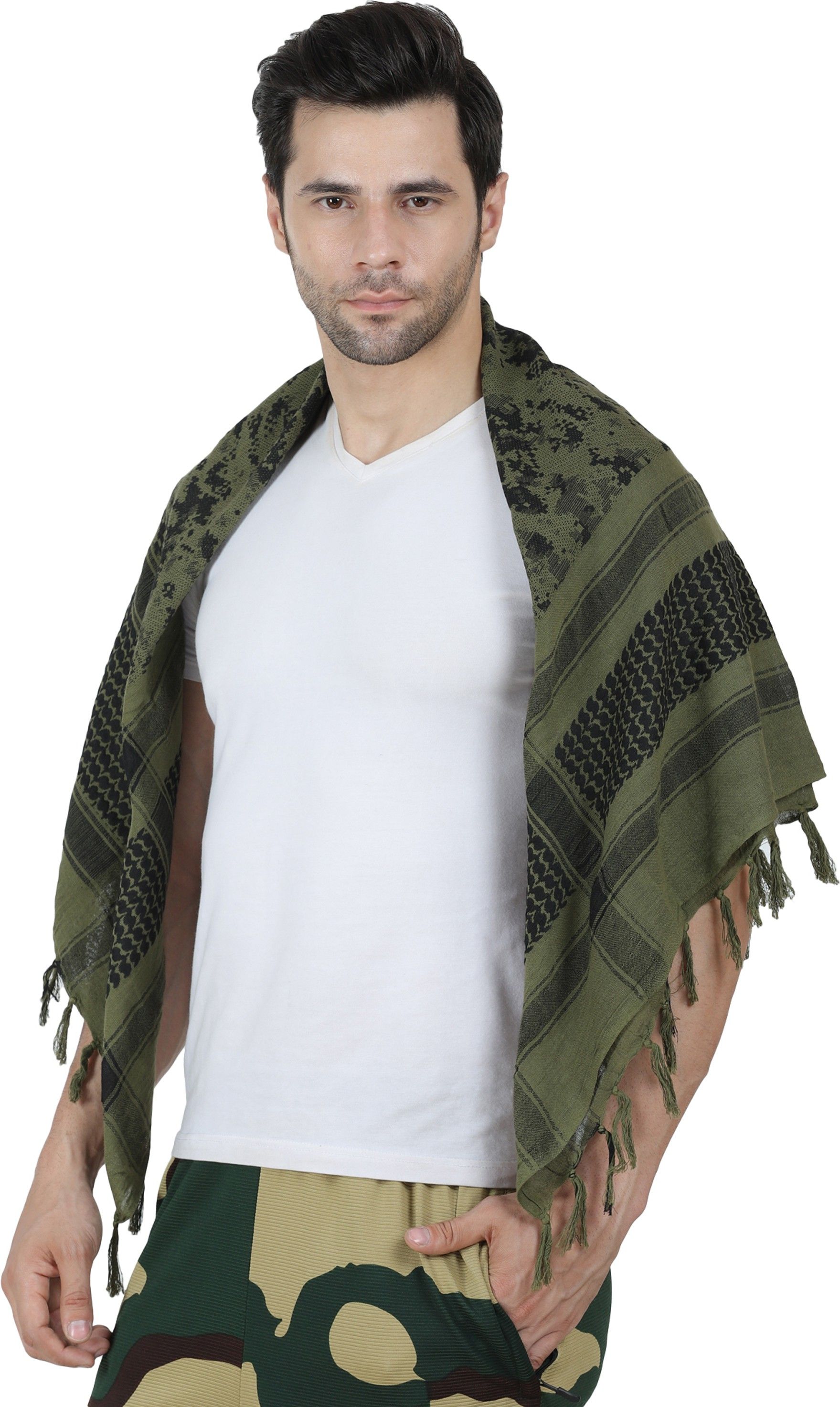 glaucus Woven Cotton Blend Men Green Scarf-picture-19