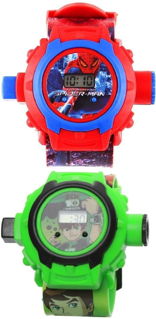 Combo Spidy And Ben10 Projection-24 Image Projector Watch Learning Toy Pack Of - 2