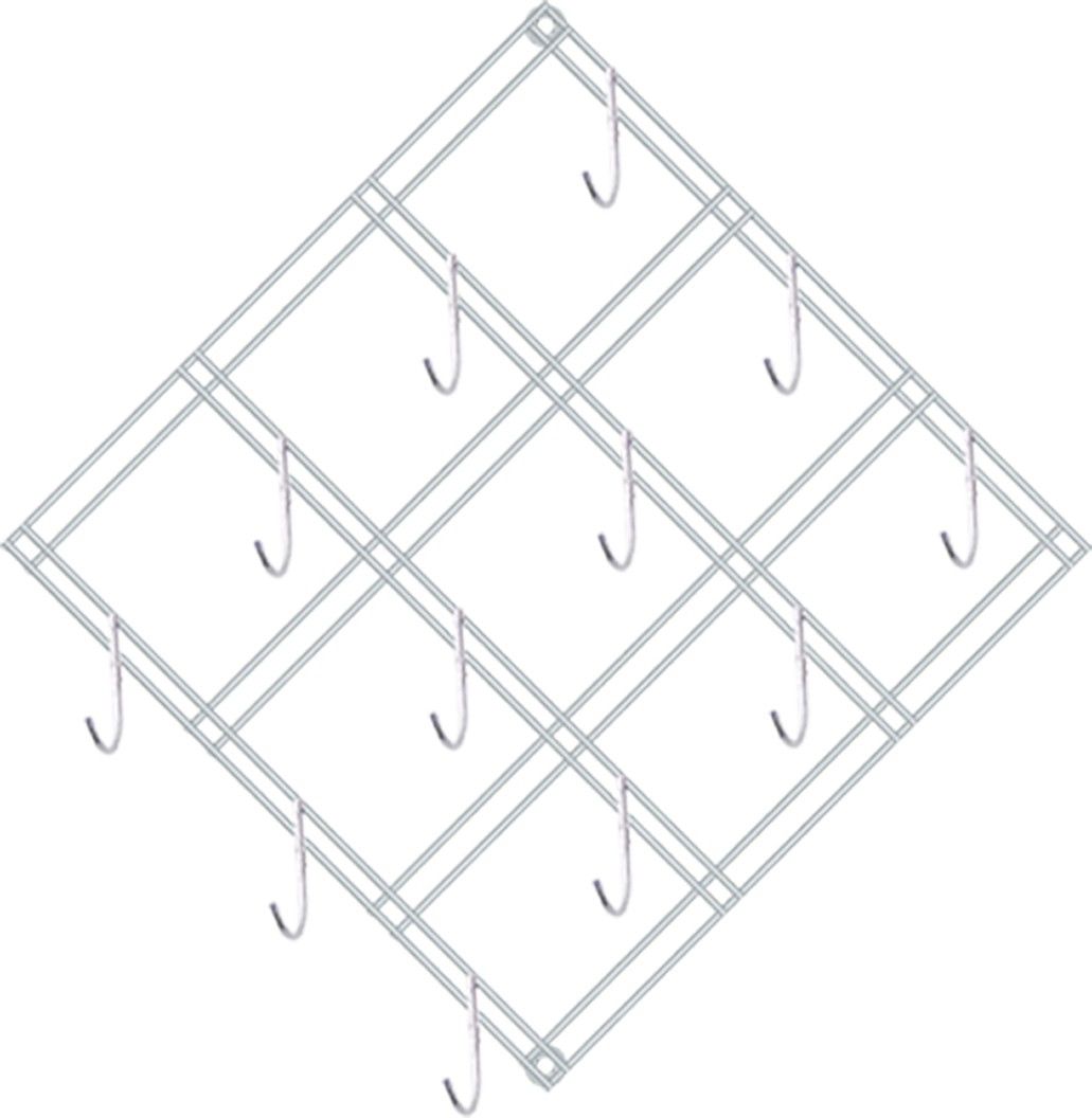 Kite Shape Wall Mounted Multipurpose Stainless Steel Spoon Hanger / Laddle Hanger / Cup Stand / Mug Stand Holder with 12 Hooks (12 Inch x 12 Inches) Hook 12-image-16