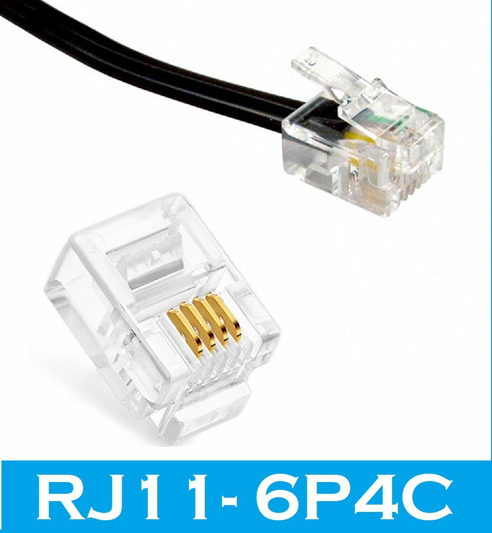 Tech-X 75pcs Telephone Plug 4 Pin RJ11 6P4C Modular Plug Telephone Phone Connector Crystal Head Plug Network Connector (6/4, Telephone Cord Connector Adapter Crimp) Four-core Cable RJ 11 Plug Lan Adapter image 1
