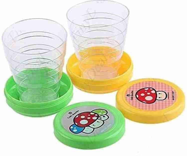 Magic Cup for Kids,Set of 2 Folding Collapsible ,Mug Glass for Travel, Outdoors, Hiking ,Multi colour Plastic Tumbler-image-23