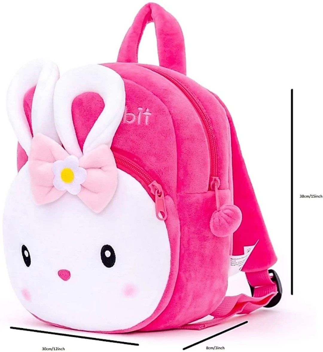 (Pink, 11 L) Soft Children, Kids, Baby, Velvet blue Plush Bag School Bag-image-35