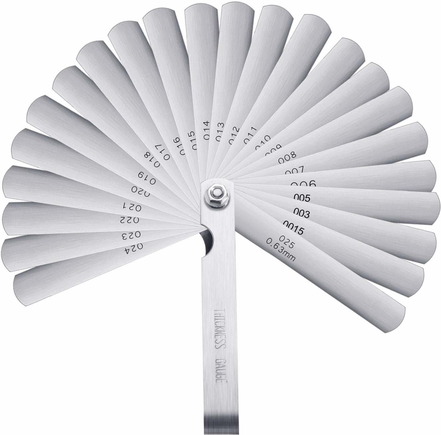 Stainless Steel Feeler Gauge Dual Marked Metric and Imperial Gap Measuring Tool (0.0015/0.04-0.025/0.63 mm, 26 Blades) Marking Gauge-image-45