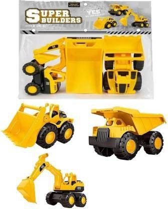 Unbreakable Super Builder Complete Set 3 in 1 Dumper, Excavator, Bulldozer Small Size Construction Toy for Kids | Push and Go Construction Toy for 3+ Year Childrens-image-8