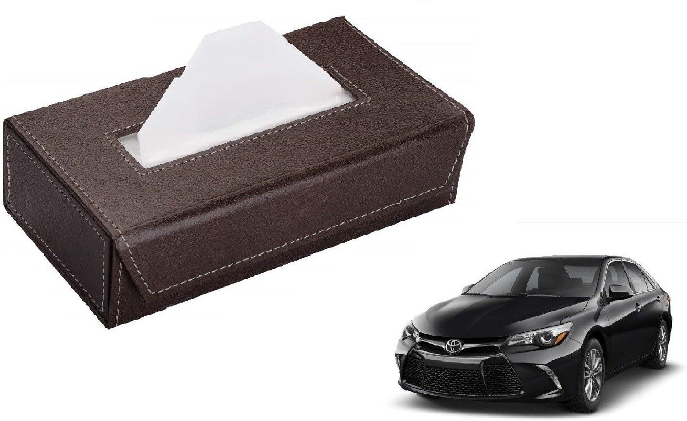 Car Tissue Box Paper Tissue Holder Brown with 200 Sheets(100 Pulls) For Toyota Camry Vehicle Tissue Dispenser-image-6