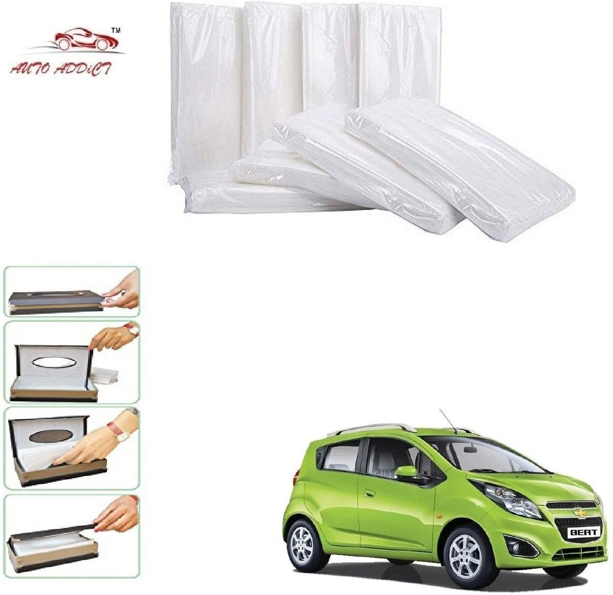 Car Tissue Box Refiller facial tissue (Pack of 10,100 pulls 2 ply,TISSUE REFILL ONLY) For Chevrolet Beat Vehicle Tissue Dispenser-image-47