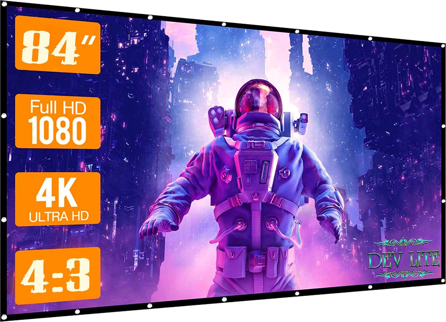 Dev Lite Premium 84" Inch Projector Screen (Foldable) 6 x 4 Feet 4:3 Ratio 3D UHD - 4K Supported Projector Screen (Width 184 cm x 124 cm Height) Projector Screen (Width 184 cm x 124 cm Height)-image-28