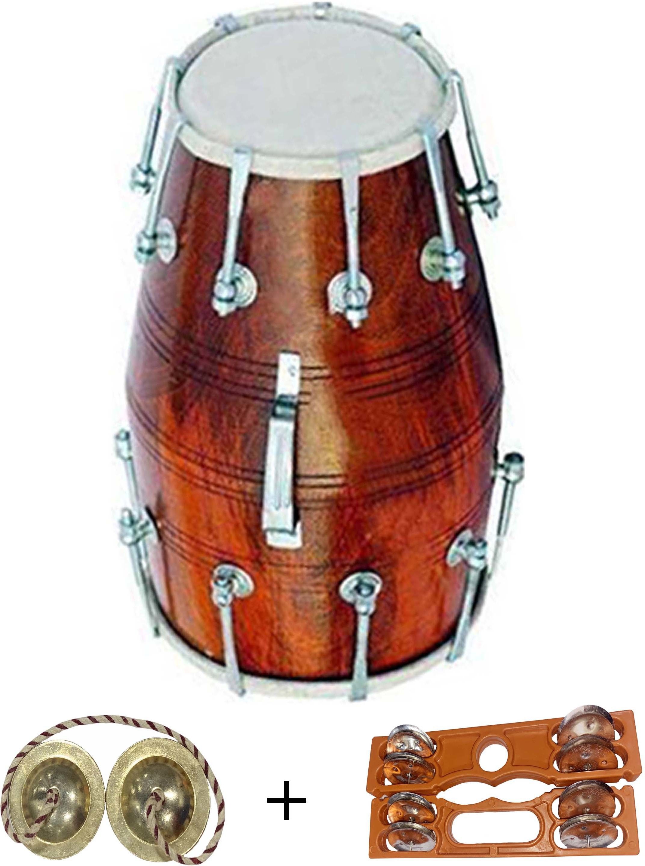 ram musical COMBO Dholak with Manjira + Khadtal Nut & Bolts Dholak-picture-22